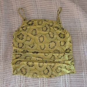 Forever 21 Kiwi Patterned Yellow Camisole
